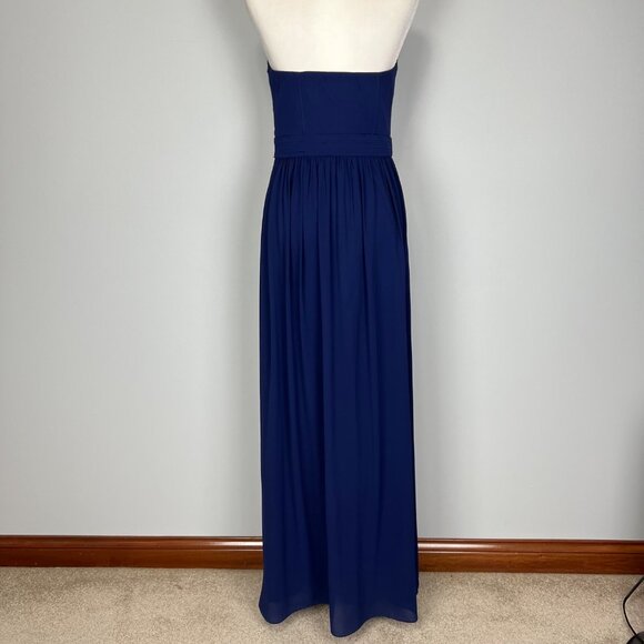 Minuet Womens Blue Strapless Pleated Formal Gown Sequin Bodice Maxi Dress size M - Picture 5 of 13